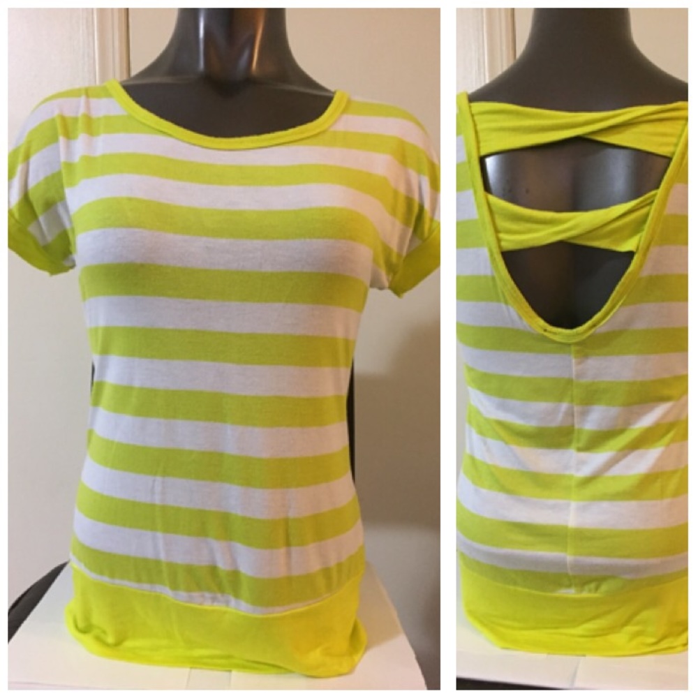 American Dream neon and white Striped top